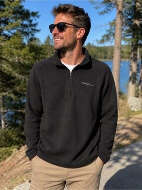 Eddie Bauer Black Half-Zip Fleece Pullover